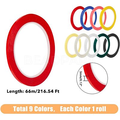 9 Rolls 9 Colors PET Adhesive Tapes DIY-FH0005-01-1