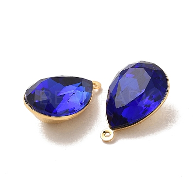 Real 18K Gold Plated Brass with Glass Pendants KK-177-22G-04-1