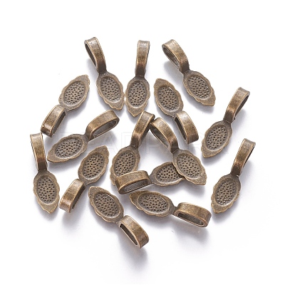 Tibetan Style Alloy Glue-on Flat Pad Bails MLF10728Y-NF-1