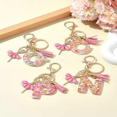 Letter A~Z Transparent Glitter Resin Pendant Keychains KEYC-FZ00024-18-1