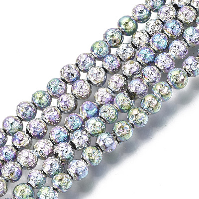 Electroplated Natural Lava Rock Beads Strands G-S352-30A-03-1