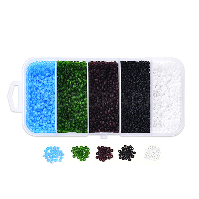 6000Pcs 5 Colors Frosted Opaque Glass Seed Beads SEED-YW0001-17-1