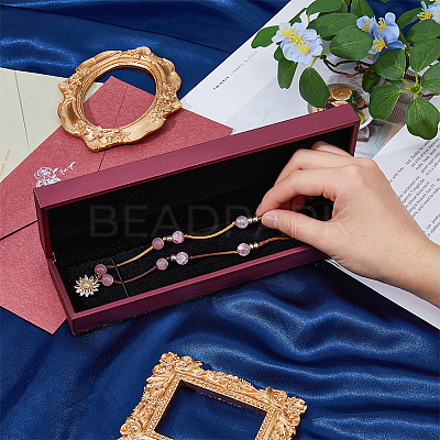 Rectangle PU Leather Necklace  Storage Boxes with Velvet Inside CON-WH0094-31D-01-1