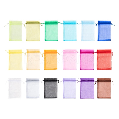 90Pcs 18 Style Organza Bags Jewellery Storage Pouches Wedding Favor Party Mesh Drawstring Gift OP-LS0001-05-1
