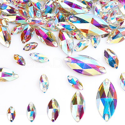 AHADEMAKER 75Pcs Horse Eye Sew on Rhinestones GLAA-GA0001-48-1