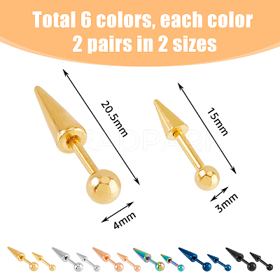 24Pcs 12 Style 303 Stainless Steel Cartilage Earrings EJEW-FI0002-49-1