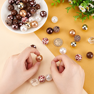 1 Set Mixed Style Acrylic Round Beads Sets SACR-PH0001-52K-1