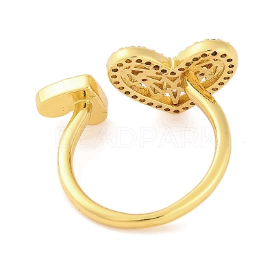 Brass Micro Pave Clear Cubic Zirconia Open Cuff Rings RJEW-U009-04D-G-1