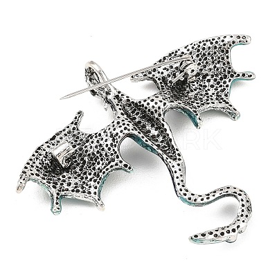 Dragon Alloy Rhinestone Lapel Pins for Backpack Clothes JEWB-G043-01B-1
