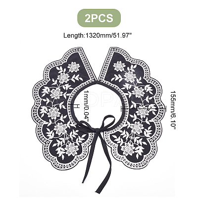 Detachable Fibre Lady's Flower Pattern Embroidered False Collars AJEW-WH0347-09-1