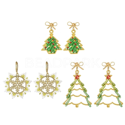 3 Pairs Brass Stud Earring & 304 Stainless Steel Leverback Earring Sets EJEW-MZ00496-1