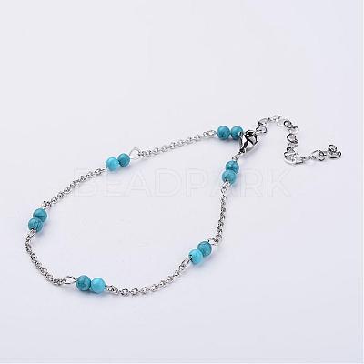 304 Stainless Steel Chain Anklets AJEW-AN00170-01-1