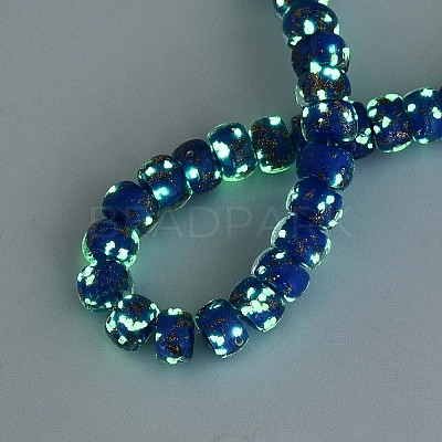 Luminous Handmade Gold Foil Glass Beads Strands FOIL-N029-02A-03-1