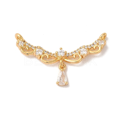 Brass Micro Pave Clear Cubic Zirconia Pendants KK-M294-21G-1