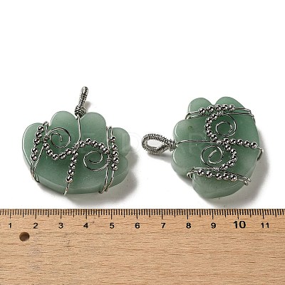 Natural Green Aventurine Copper Wire Wrapped Pendants G-K338-07P-05-1