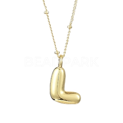 1Pc Initial Letter Brass Pendant Necklaces NJEW-YW0001-24L-1