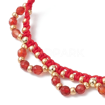 Flower Glass Seed Beads & Natural Agate Beaded Bracelets BJEW-MZ00222-05-1
