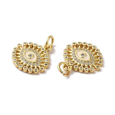 Rack Plating Brass Micro Pave Clear Cubic Zirconia Pendants KK-F853-05G-1