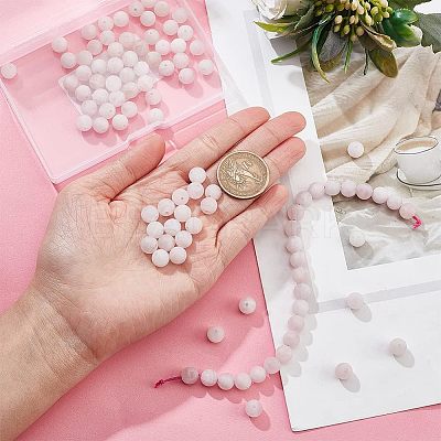 Frosted Natural Rose Quartz Round Beads Strands G-OC0003-57A-1