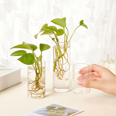 6Pcs 3 Style Column Glass Vase Ornaments AJEW-BC0002-25-1