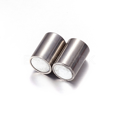 Tarnish Resistant Column 304 Stainless Steel Magnetic Clasps with Glue-in Ends STAS-I026-02-1