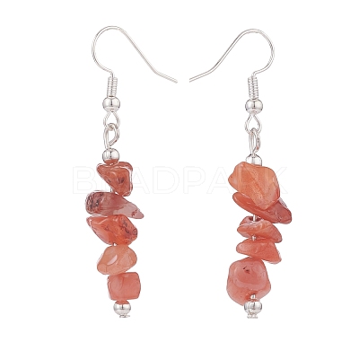 Natural Red Agate Chips Beaded Jewelry Set SJEW-JS01232-04-1