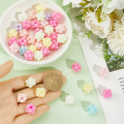 60Pcs Flocking Opaque Acrylic Beads MACR-SC0002-37-1