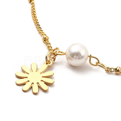 CCB Pearl Link Anklet AJEW-C021-04G-1