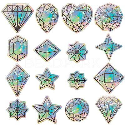16Pcs Colorful Suncatcher Rainbow Prism Electrostatic Glass Stickers DIY-WH0409-69A-1