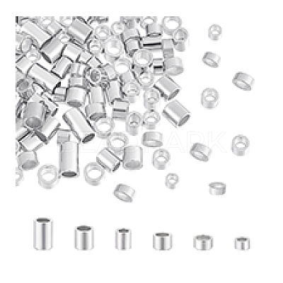 90pcs 6 Styles 925 Sterling Silver Tube Beads STER-PH0002-54-1