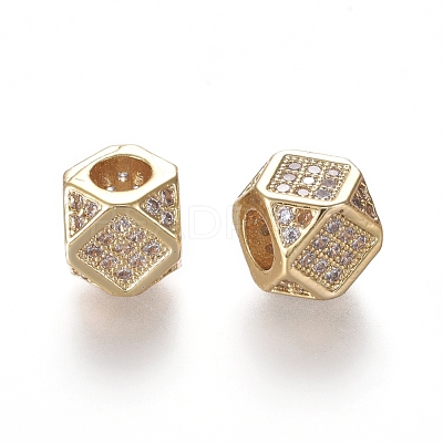 Brass Micro Pave Cubic Zirconia Beads ZIRC-L088-01B-G-1
