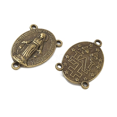 Holy Oval Carved Virgin Mary Tibetan Style Alloy Chandelier Component Links TIBEP-LF0961YKG-AB-FF-1