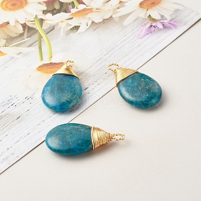 Natural Apatite Pendants PALLOY-JF00878-1