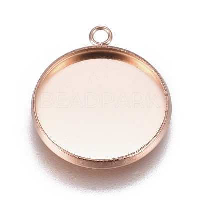 Ion Plating(IP) 304 Stainless Steel Pendant Cabochon Settings X-STAS-G127-13-16mm-RG-1
