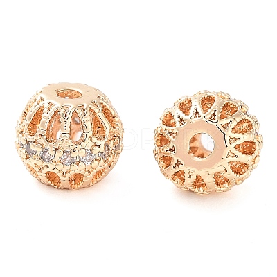 Brass Micro Pave Clear Cubic Zirconia Beads KK-U028-23G-1
