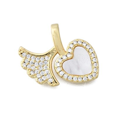 Brass Micro Pave Clear Cubic Zirconia Pendants KK-V010-30G-1