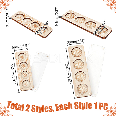 2Pcs 2 Styles 4/8 Slots Rectangle Wood Beads Display Case with Magnetic Lid ODIS-PH0001-73-1