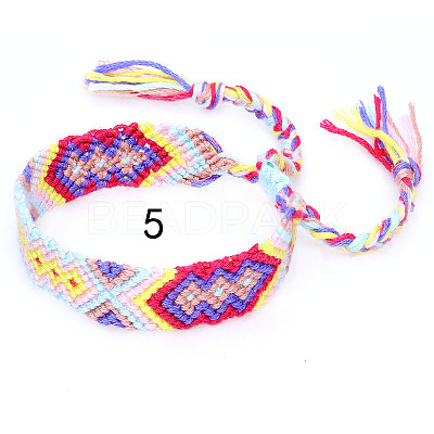 Cotton Braided Rhombus Pattern Cord Bracelet FIND-PW0013-003A-05-1