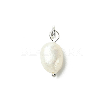 Grade B Natural Cultured Freshwater Pearl Charms X-PALLOY-JF01497-03-1