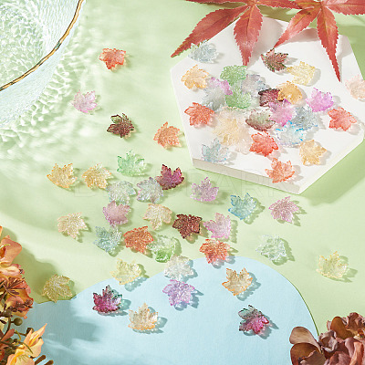 90Pcs 9 Colors Baking Paint Transparent Glass Pendants DGLA-TA0001-61-1