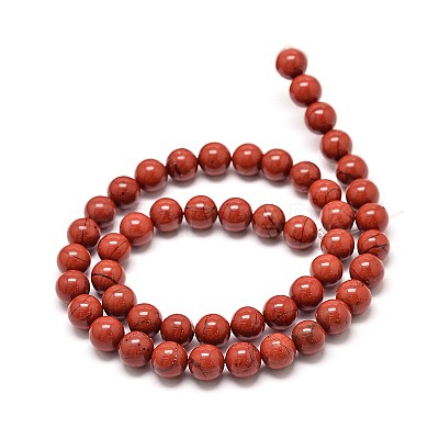 Grade A Natural Red Jasper Bead Strands X-G-P075-36-6mm-1
