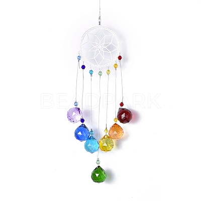 Crystals Chandelier Suncatchers Prisms Chakra Hanging Pendant AJEW-Q142-01-1