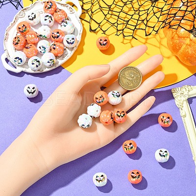 10Pcs 2 Colors Halloween UV Plating Acrylic Beads OACR-YW0003-61-1
