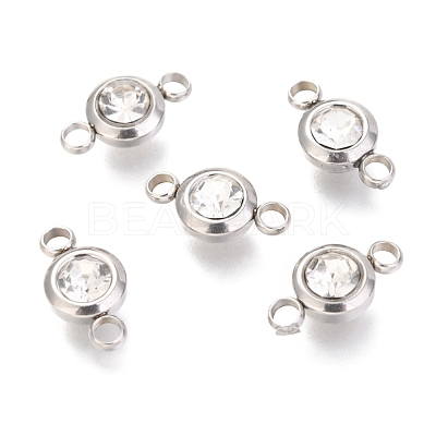 304 Stainless Steel Rhinestone Links Connectors STAS-P237-17P-11-1