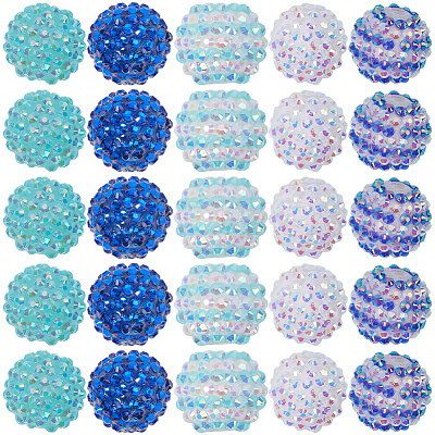 30Pcs 5 Style Resin Rhinestone Graduated Beads RESI-SC0003-06-1