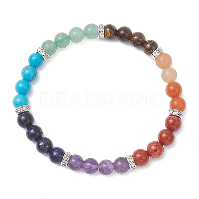 Chakra Natural Mixed Gemstone Beads Stretch Bracelets for Women BJEW-JB13200-01-1