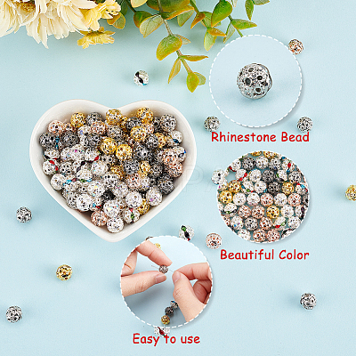 300Pcs 6 Colors Alloy Rhinestone Beads FIND-GL0001-23-1