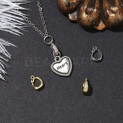 2Pcs Brass Cubic Zirconia Enhancer Shortener Bails ZIRC-YW0001-29G-1