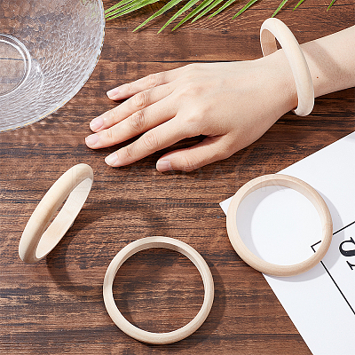 12Pcs Unfinished Wood Bangles BJEW-AR0001-07-1