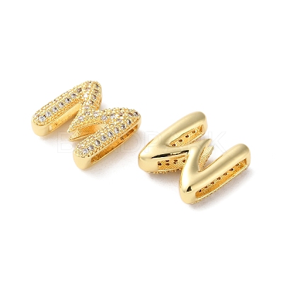Rack Plating Brass Micro Pave Cubic Zirconia Slide Charms KK-C084-34G-M-1